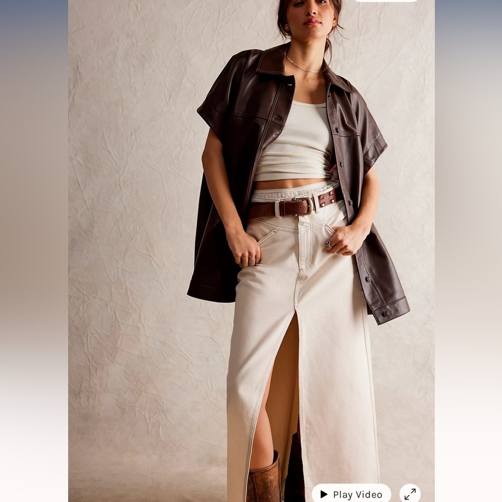 Free People We The Free Come As You Are Denim Maxi Skirt Size 14 NWT - Picture 3 of 7
